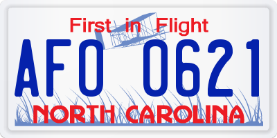 NC license plate AFO0621