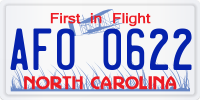 NC license plate AFO0622