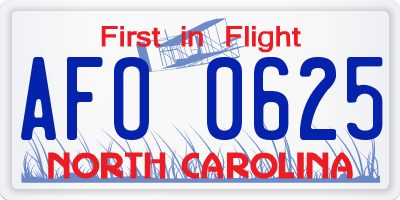 NC license plate AFO0625