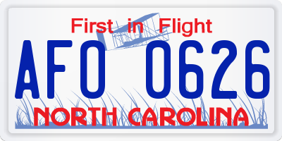 NC license plate AFO0626