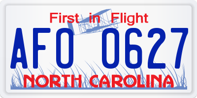 NC license plate AFO0627