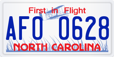 NC license plate AFO0628