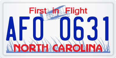 NC license plate AFO0631
