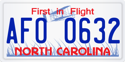 NC license plate AFO0632