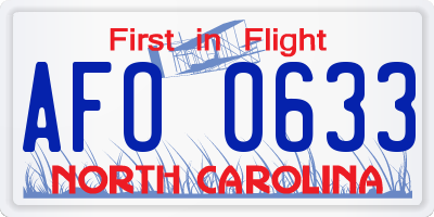 NC license plate AFO0633