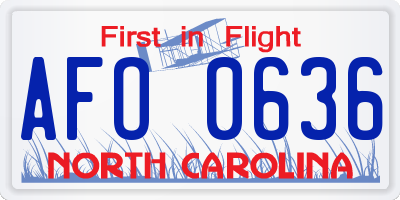NC license plate AFO0636