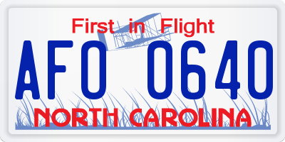NC license plate AFO0640