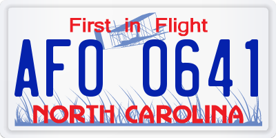 NC license plate AFO0641