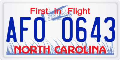 NC license plate AFO0643