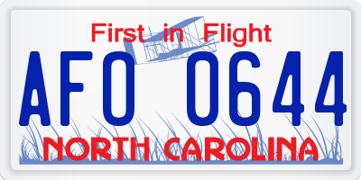 NC license plate AFO0644