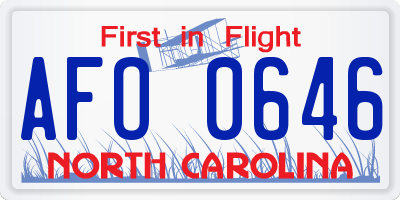 NC license plate AFO0646