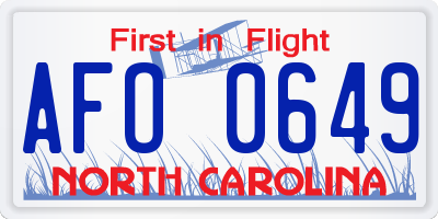 NC license plate AFO0649