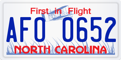 NC license plate AFO0652