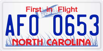 NC license plate AFO0653
