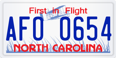 NC license plate AFO0654