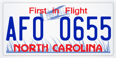 NC license plate AFO0655