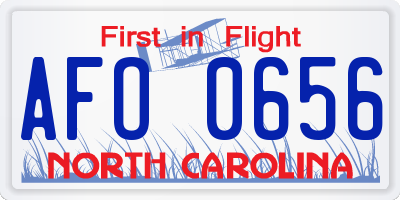 NC license plate AFO0656