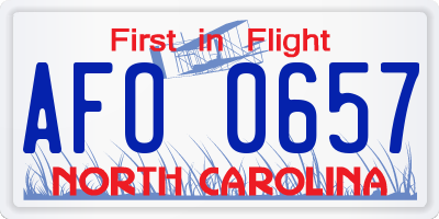 NC license plate AFO0657