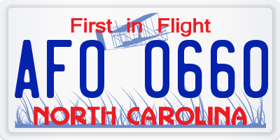 NC license plate AFO0660