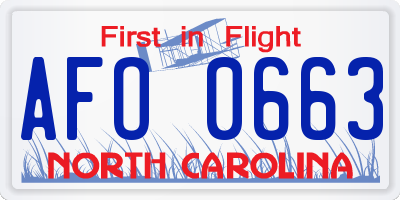 NC license plate AFO0663