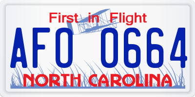 NC license plate AFO0664