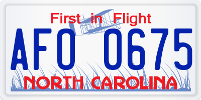 NC license plate AFO0675