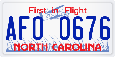 NC license plate AFO0676