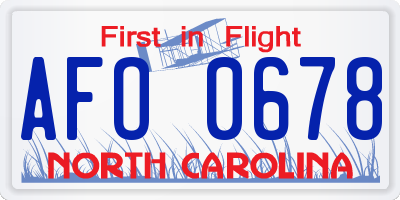 NC license plate AFO0678