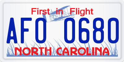 NC license plate AFO0680