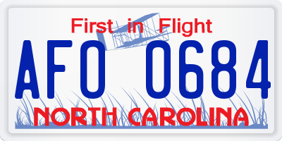NC license plate AFO0684