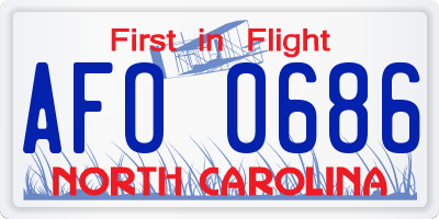 NC license plate AFO0686