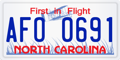NC license plate AFO0691