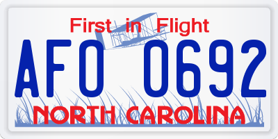 NC license plate AFO0692