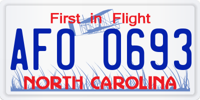 NC license plate AFO0693