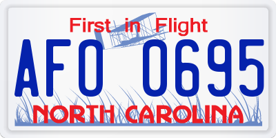 NC license plate AFO0695
