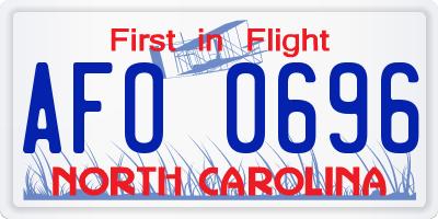 NC license plate AFO0696