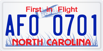 NC license plate AFO0701