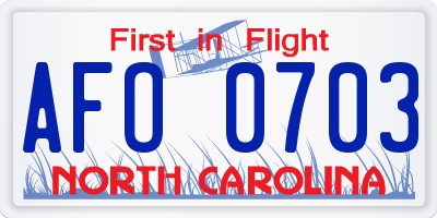 NC license plate AFO0703