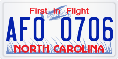 NC license plate AFO0706