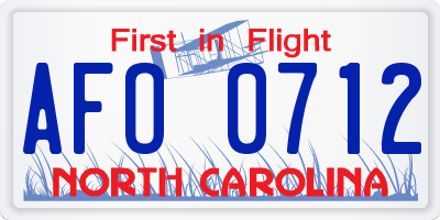 NC license plate AFO0712