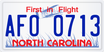 NC license plate AFO0713