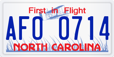 NC license plate AFO0714