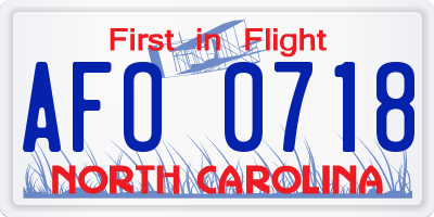 NC license plate AFO0718