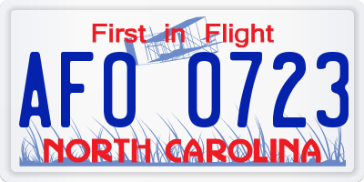 NC license plate AFO0723