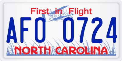 NC license plate AFO0724
