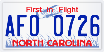 NC license plate AFO0726