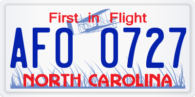 NC license plate AFO0727