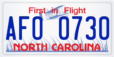 NC license plate AFO0730