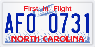 NC license plate AFO0731