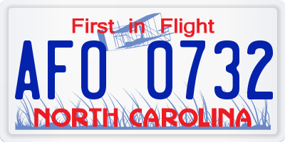 NC license plate AFO0732